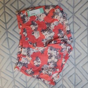 Kut from the Kloth/Stitch Fix, gray Floral/ Coral linen short